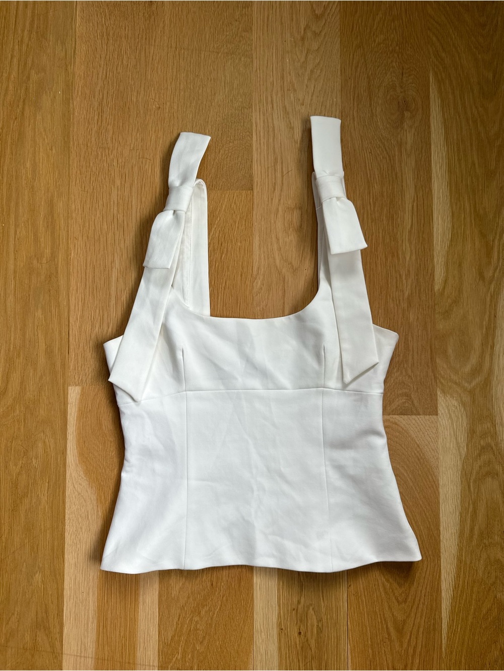 Zara White Square-Neck Bow Strap Camisole